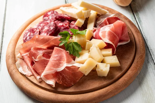 Meat Cheese Platter Closeup View — Stock Photo, Image