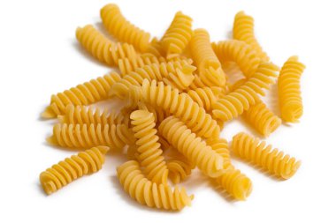 Raw fusilli, a traditional italian pasta, european food