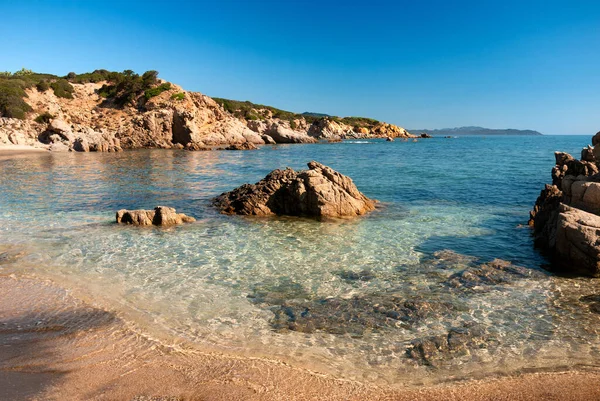 Sardynia Widok Pięknej Dzikiej Samotnej Plaży Pobliżu Teulada Włochy Europa — Zdjęcie stockowe