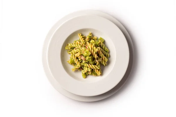 Placa Deliciosa Pasta Con Tocino Brócoli Comida Italiana —  Fotos de Stock