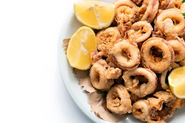 cooked squid rings, close up