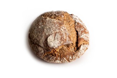 Beyaz arka planda izole edilmiş taze İtalyan kırsal ekmeği.