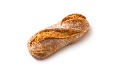 Beyaz arka planda kabuklu ekmek.