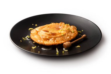 Tabakta lezzetli sebada, yakın çekim.