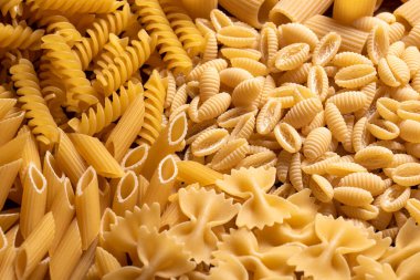 Background of a selection of italian pasta, european food clipart