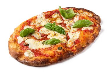 Mozzarella, domates sosu, fesleğen ve İtalyan yemeğiyle nefis Roma pinsası.