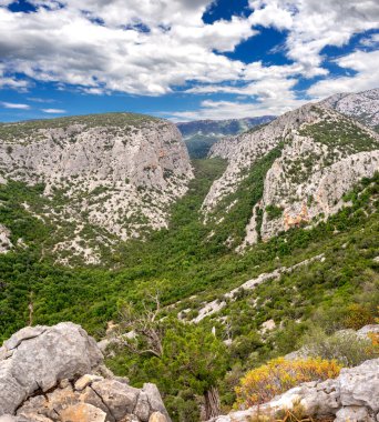 Sardinia, a path to reach the archaeological site of Tiscali, between the mountains of Barbagia, Italy, Western Europe clipart