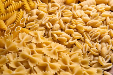 Background of a selection of italian pasta, european food clipart