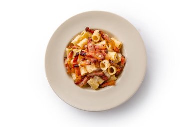 Gricia Macaroni, tipik Roma makarnası, İtalyan yemeği.