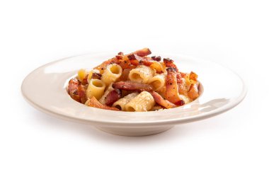 Gricia Macaroni, geleneksel Roma makarnası tarifi, İtalyan yemeği.