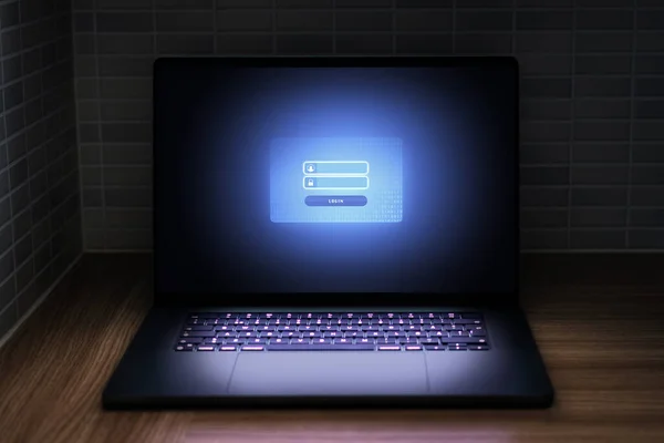 Пароль Безопасности Персональных Данных Киберзащите Ноутбуке Экран Блокировки Входа Компьютер — стоковое фото