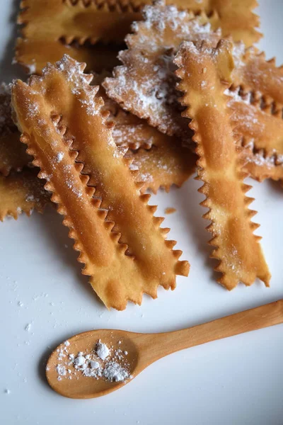 Sobremesa Frita Com Açúcar Receita Tradicional Italiana Close — Fotografia de Stock
