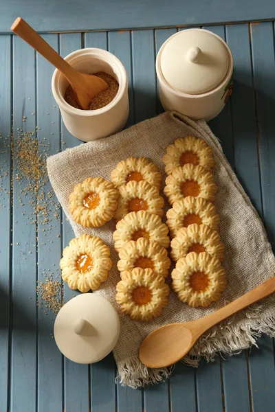 Homemade Cookies Jam Brown Sugar Closeup — Stock Photo, Image