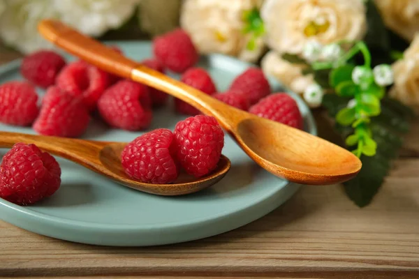 Pile Fresh Raspberries Organic Fruit Closeup Stock Image