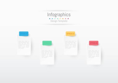 İş verileriniz için Infographic 4 seçenekleri tasarım elemanları. Vektör İllüstrasyonu.