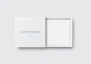 Boş beyaz açık kutu üst görünümü sizin tasarımınız, Vektör İllüzyonu için şeffaf arkaplan modellemesinde izole