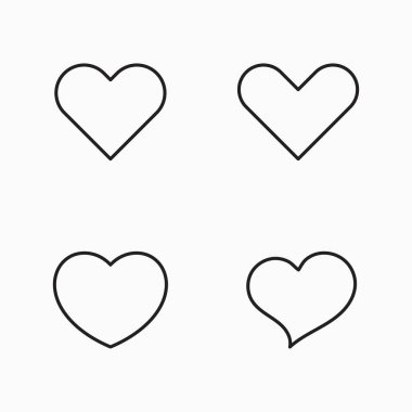Set of  heart icons on white background (Editable Stroke), Vector illustration