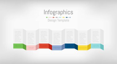 Infographic tasarım öğeleri iş verilerinizi 7 seçenekleri, parçalar, adımları, zaman çizelgeleri veya işlemleri ile için. Vektör çizim.