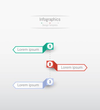 İş verileriniz için Infographic 3 seçenekleri tasarım elemanları. Vektör İllüstrasyonu.