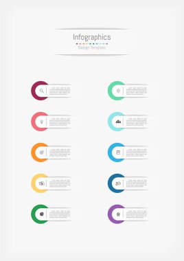 İş verileriniz için Infographic 10 seçenekleri tasarım elemanları. Vektör İllüstrasyonu.