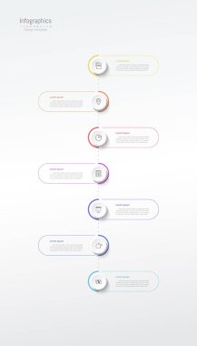 İş verileriniz için Infographic 7 seçenekleri tasarım elemanları. Vektör İllüstrasyonu.