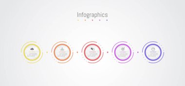 İş verileriniz için Infographic 5 seçenekleri tasarım elemanları. Vektör İllüstrasyonu.