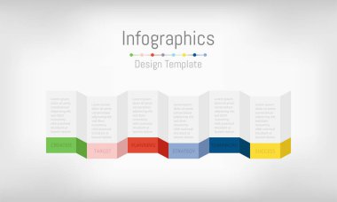 Infographic tasarım öğeleri iş verilerinizi 6 seçenekleri, parçalar, adımları, zaman çizelgeleri veya işlemler ile için. Vektör çizim.