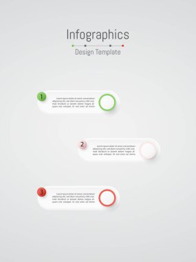 İş verileriniz için Infographic 3 seçenekleri tasarım elemanları. Vektör İllüstrasyonu.