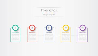 İş verileriniz için Infographic 5 seçenekleri tasarım elemanları. Vektör İllüstrasyonu.