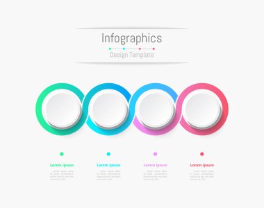 İş verileriniz için Infographic 4 seçenekleri tasarım elemanları. Vektör İllüstrasyonu.