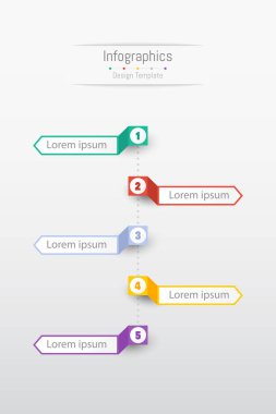 İş verileriniz için Infographic 5 seçenekleri tasarım elemanları. Vektör İllüstrasyonu.