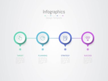 İş verileriniz için Infographic 4 seçenekleri tasarım elemanları. Vektör İllüstrasyonu.