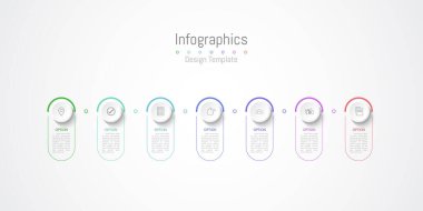 İş verileriniz için Infographic 7 seçenekleri tasarım elemanları. Vektör İllüstrasyonu.