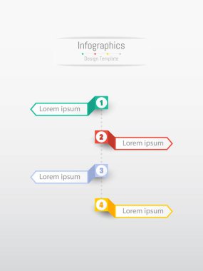 İş verileriniz için Infographic 4 seçenekleri tasarım elemanları. Vektör İllüstrasyonu.