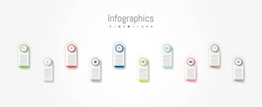 İş verileriniz için Infographic 10 seçenekleri tasarım elemanları. Vektör İllüstrasyonu.