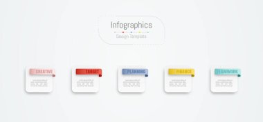 İş verileriniz için Infographic 5 seçenekleri tasarım elemanları. Vektör İllüstrasyonu.