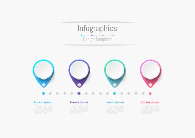 İş verileriniz için Infographic 4 seçenekleri tasarım elemanları. Vektör İllüstrasyonu.