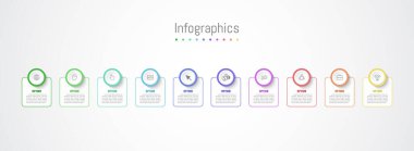 İş verileriniz için Infographic 10 seçenekleri tasarım elemanları. Vektör İllüstrasyonu.