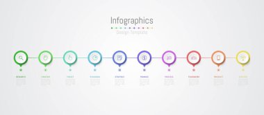 İş verileriniz için Infographic 10 seçenekleri tasarım elemanları. Vektör İllüstrasyonu.