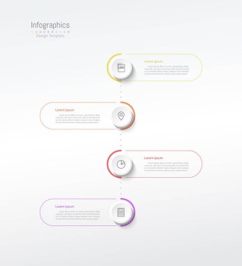 İş verileriniz için Infographic 4 seçenekleri tasarım elemanları. Vektör İllüstrasyonu.