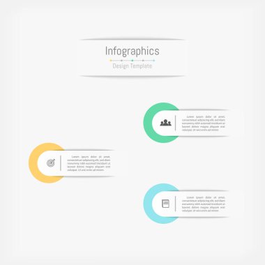 İş verileriniz için Infographic 3 seçenekleri tasarım elemanları. Vektör İllüstrasyonu.