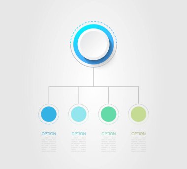 İş verileriniz için Infographic 4 seçenekleri tasarım elemanları. Vektör İllüstrasyonu.
