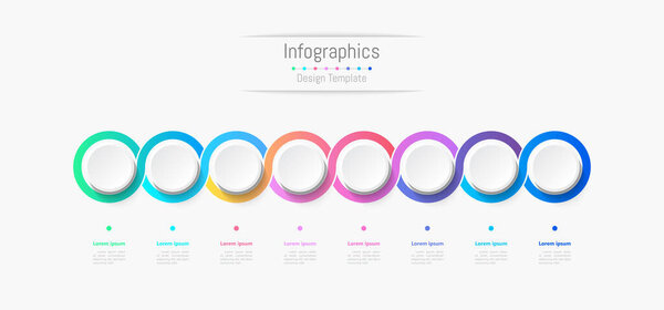 Infographic 8 options design elements for your business data. Vector Illustration.