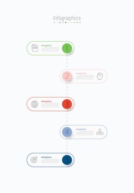 İş verileriniz için Infographic 5 seçenekleri tasarım elemanları. Vektör İllüstrasyonu.