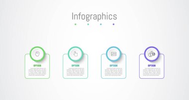 İş verileriniz için Infographic 4 seçenekleri tasarım elemanları. Vektör İllüstrasyonu.