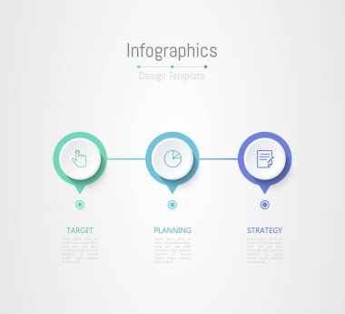 İş verileriniz için Infographic 3 seçenekleri tasarım elemanları. Vektör İllüstrasyonu.