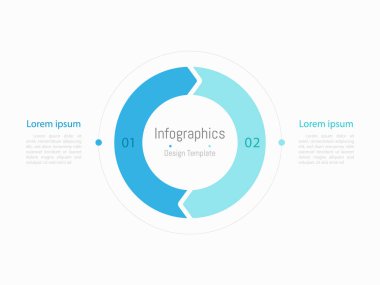 İş verileriniz için Infographic 2 seçenekleri tasarım elemanları. Vektör İllüstrasyonu.