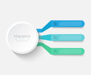 İş verileriniz için Infographic 3 seçenekleri tasarım elemanları. Vektör İllüstrasyonu.