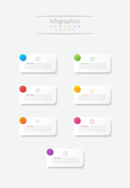 İş verileriniz için Infographic 7 seçenekleri tasarım elemanları. Vektör İllüstrasyonu.