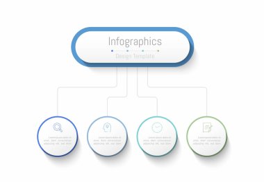 İş verileriniz için Infographic 4 seçenekleri tasarım elemanları. Vektör İllüstrasyonu.